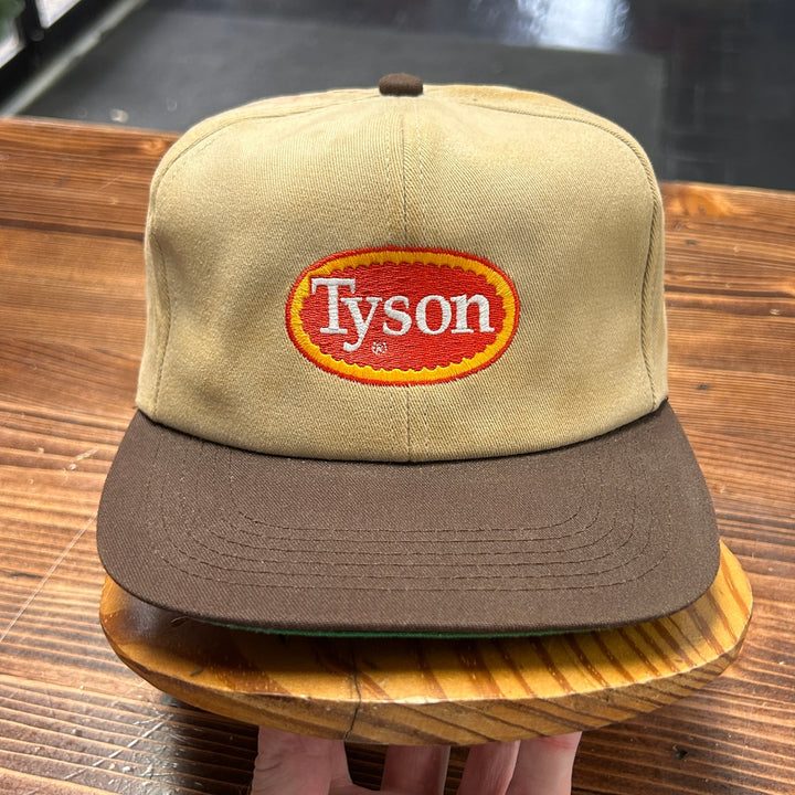 90's Tyson Foods Tan K Products Leather Strapback Hat