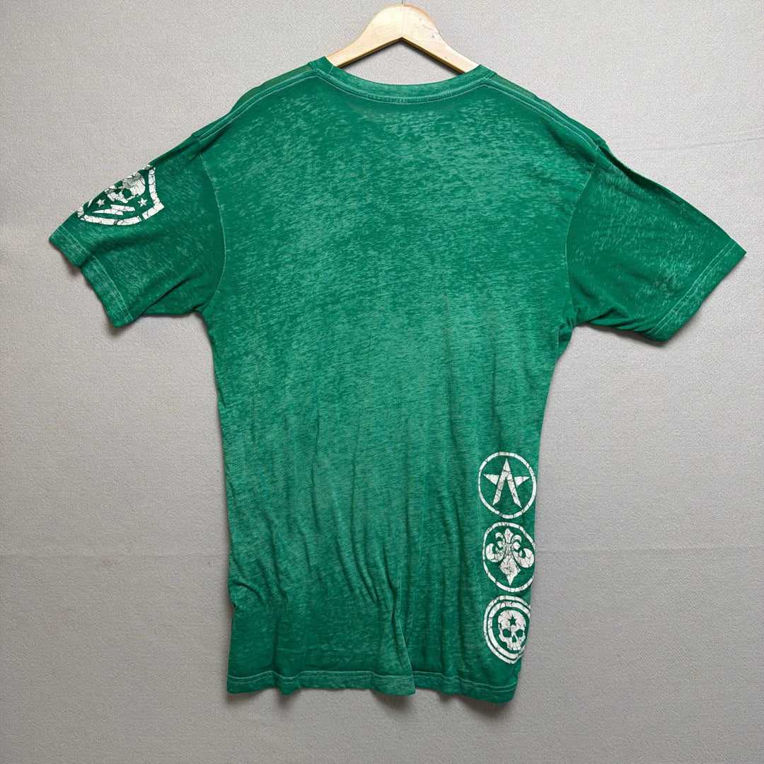 Affliction Green Burnout T Shirt Size Large