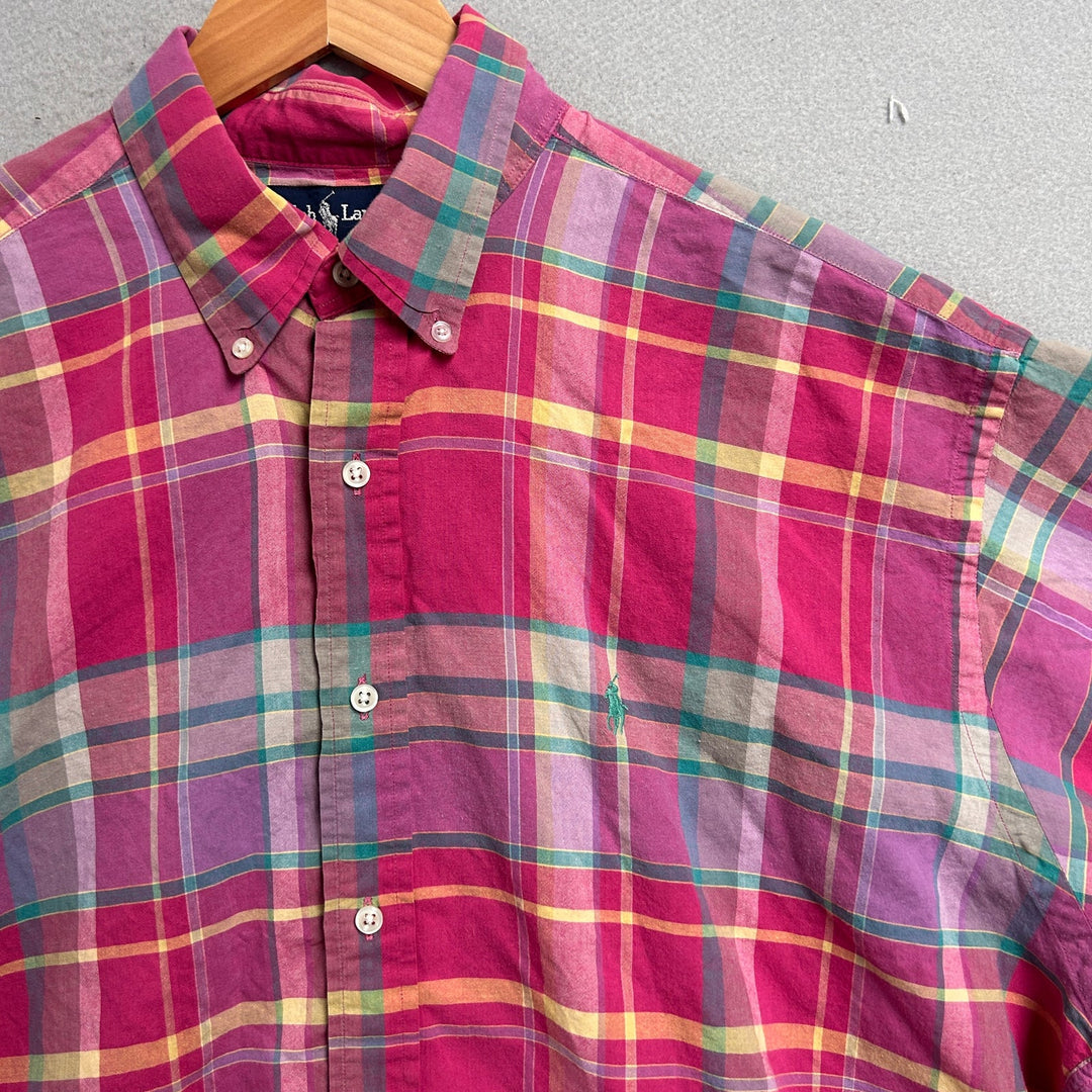 Vintage Polo Ralph Lauren Pink Plaid Blake Shirt Size XL