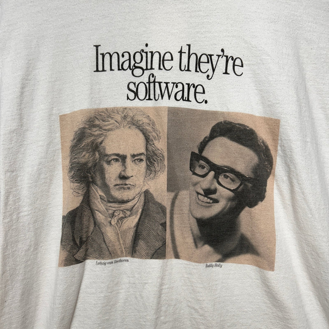 Vintage Buddy holly and Beethoven Texas Instruments Software T Shirt Size Xl