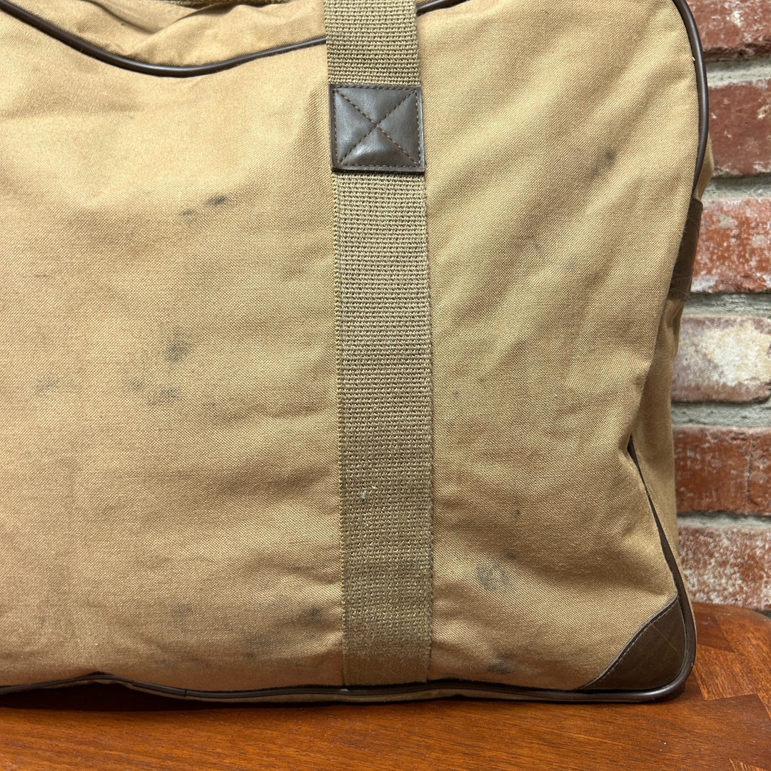 Ralph Lauren Duffle Bag Vintage Tan Canvas and Leather Travel Weekender Bag
