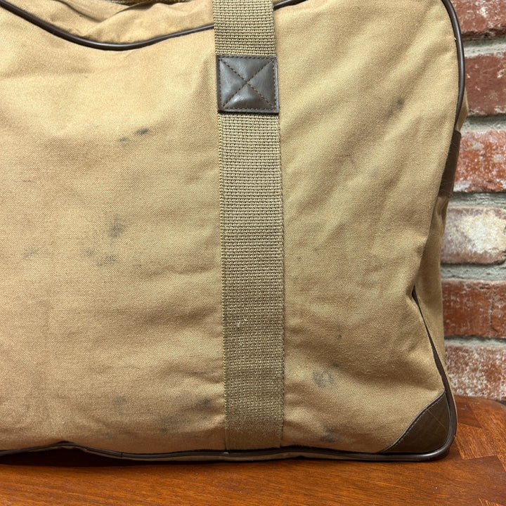 Ralph Lauren Duffle Bag Vintage Tan Canvas and Leather Travel Weekender Bag