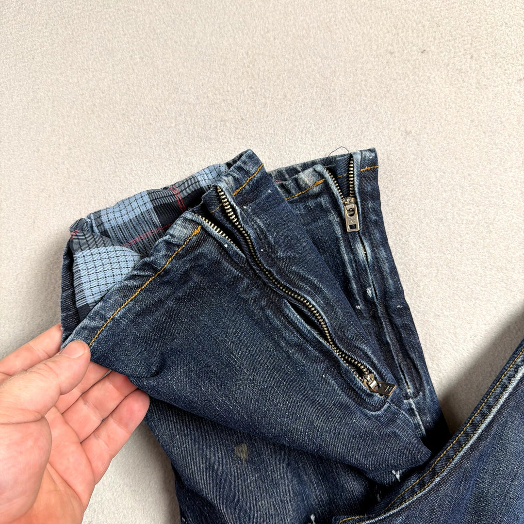 Analog Flannel Lined Paint Splatter Jeans Size 30