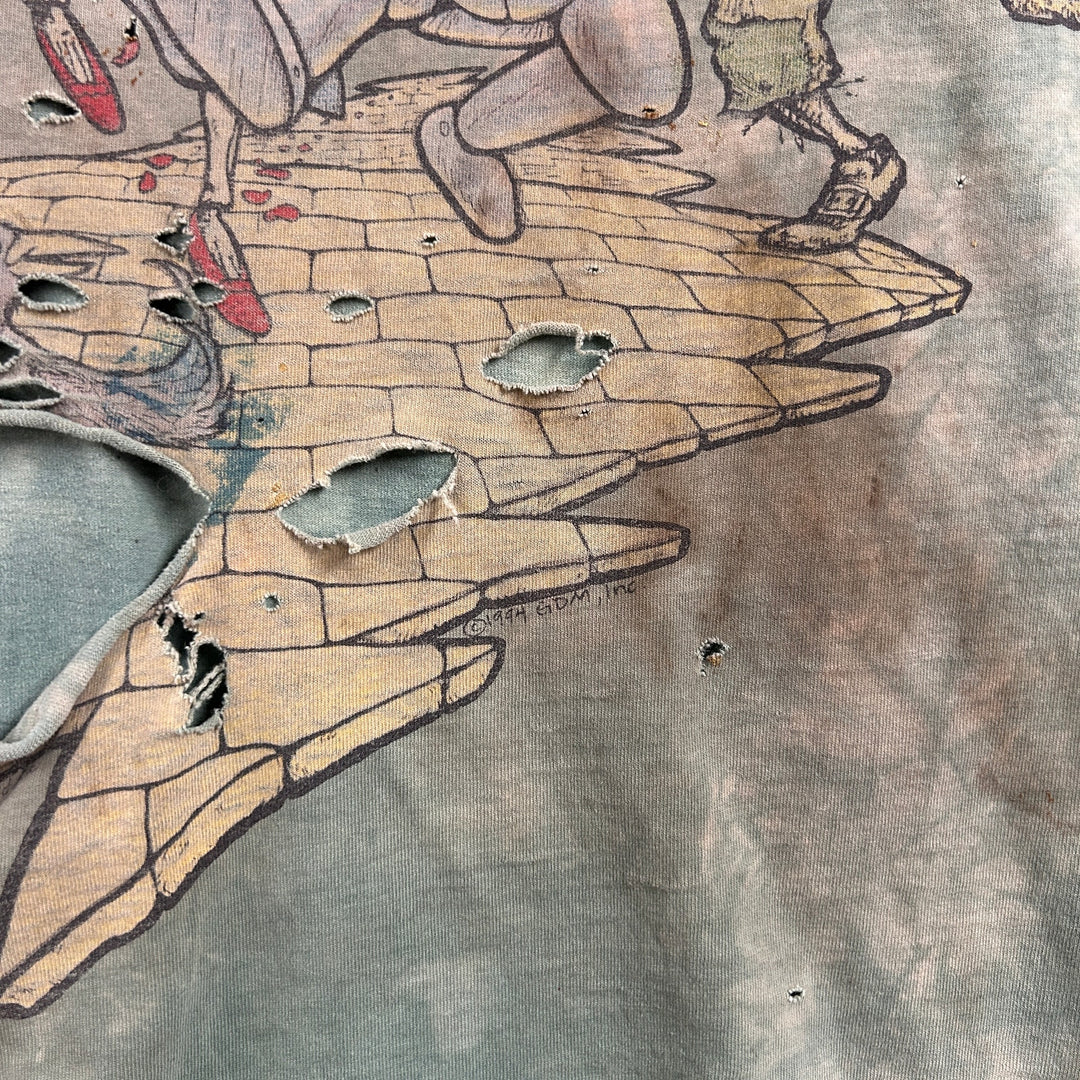 Vintage Grateful Dead Liquid Blue Heavily Distressed Thrashed T Shirt Size XL