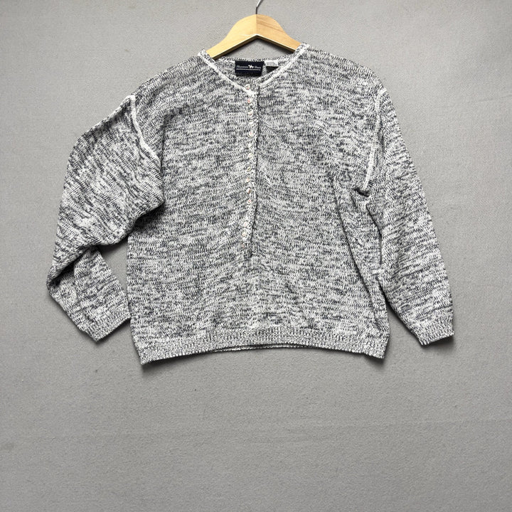 90's Hunters Run Women's Button Front Sweater White Size Large