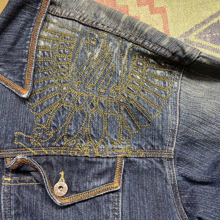 Vintage Y2K Meoshe Embroidered Denim Jacket Size XXXL