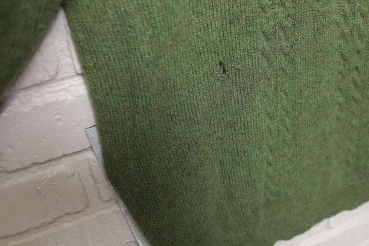 60s Vintage Marshall Field and Co Green Cable Knit Sweater Size Medium