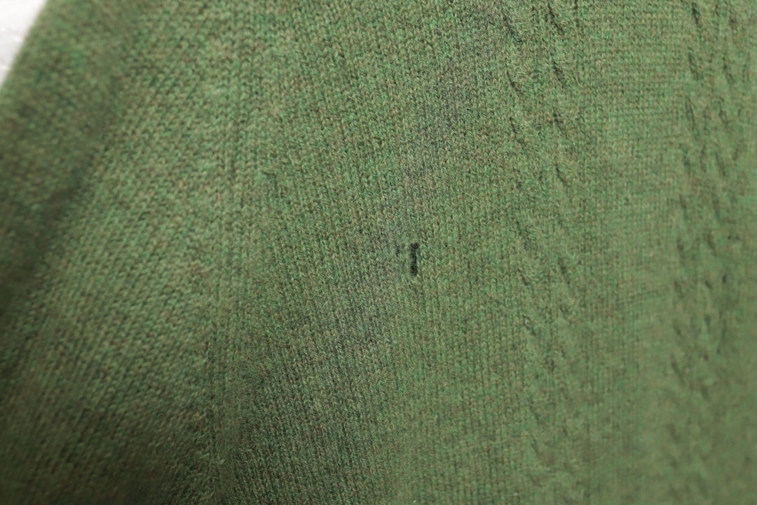 60s Vintage Marshall Field and Co Green Cable Knit Sweater Size Medium