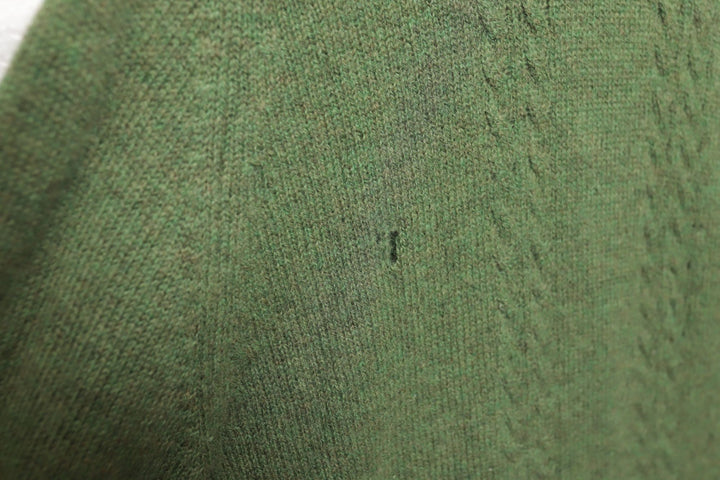 60s Vintage Marshall Field and Co Green Cable Knit Sweater Size Medium