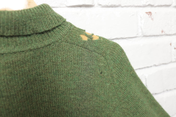 60s Vintage Marshall Field and Co Green Cable Knit Sweater Size Medium