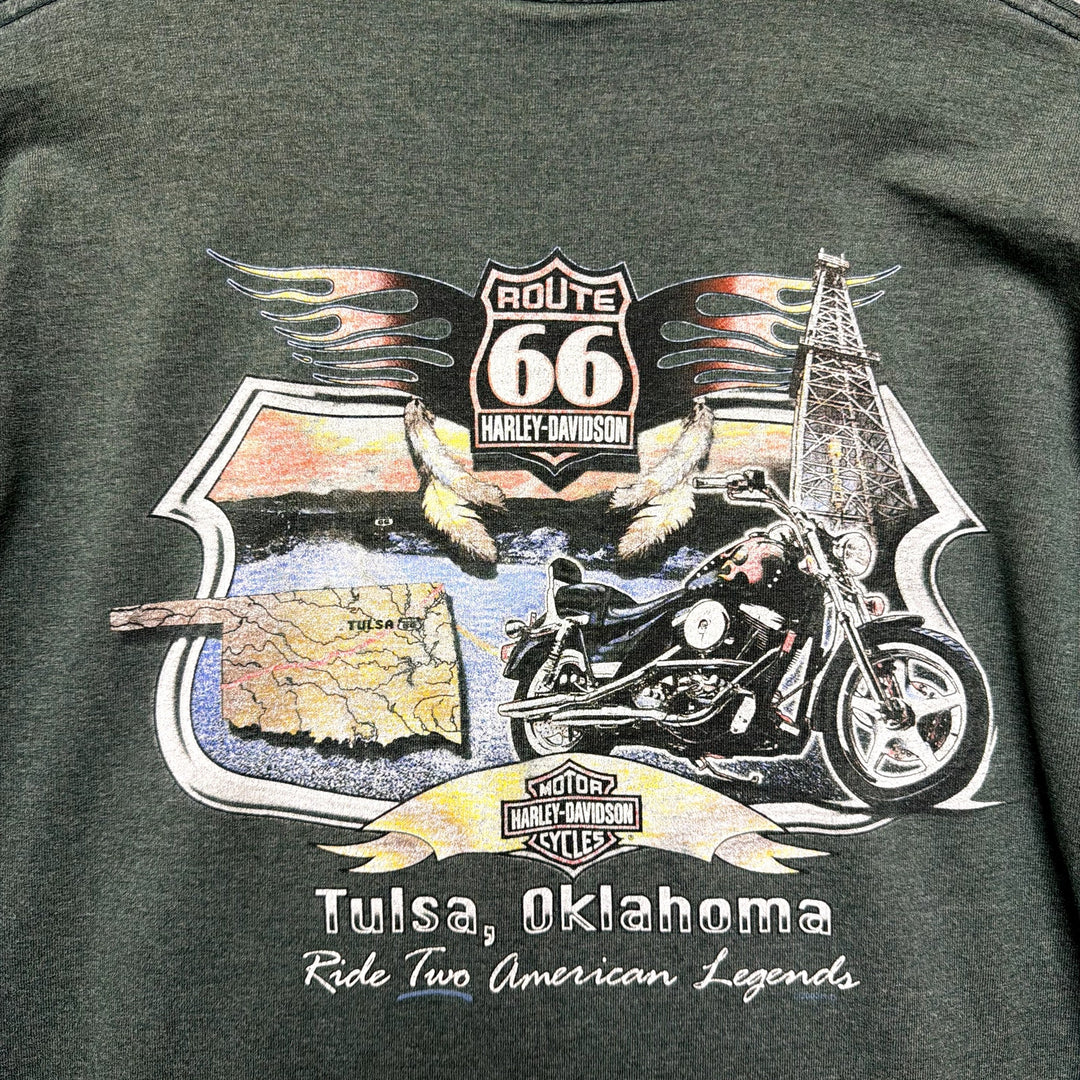Vintage Harley Davidson Green Long Sleeve T Shirt size Large