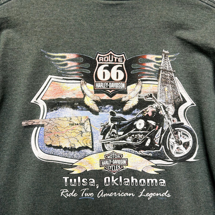 Vintage Harley Davidson Green Long Sleeve T Shirt size Large