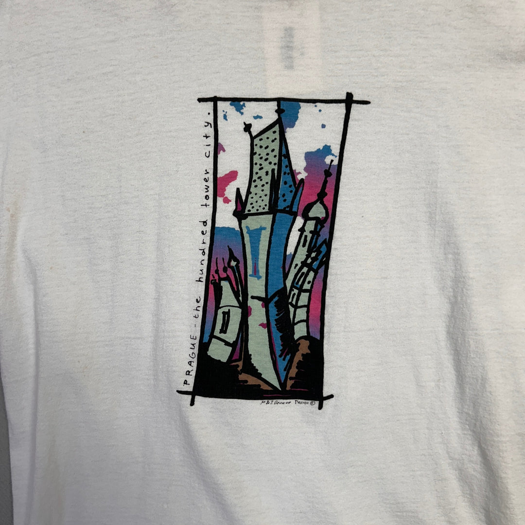 Vintage Prague Hundred Tower City T Shirt Size Large
