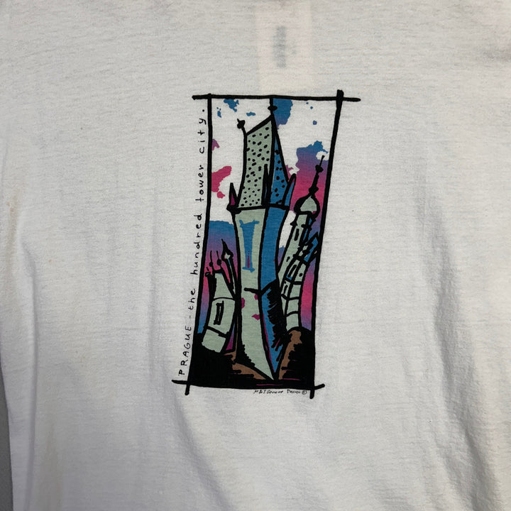 Vintage Prague Hundred Tower City T Shirt Size Large
