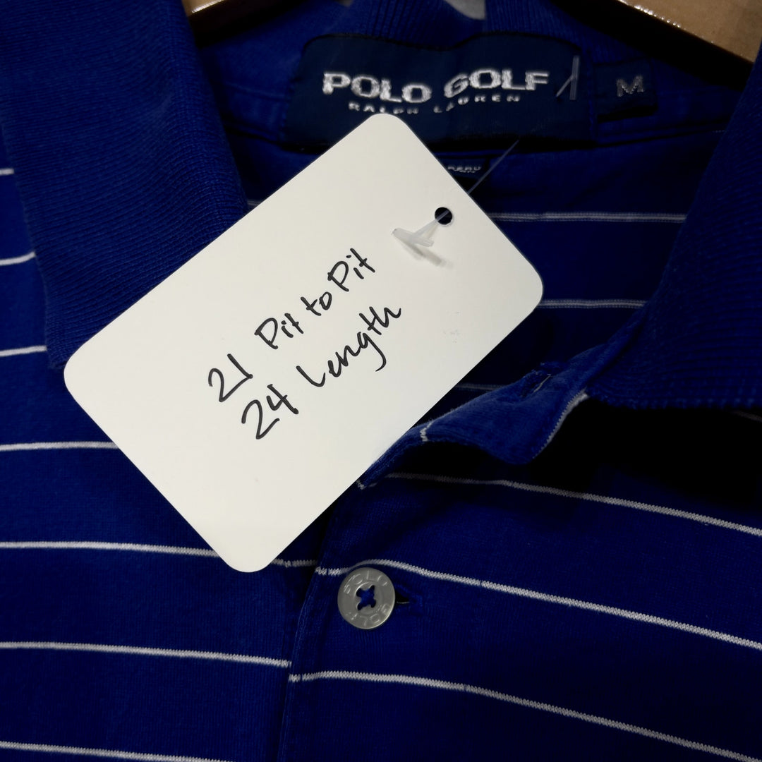 Vintage Polo Golf Blue Striped Shirt Size Medium