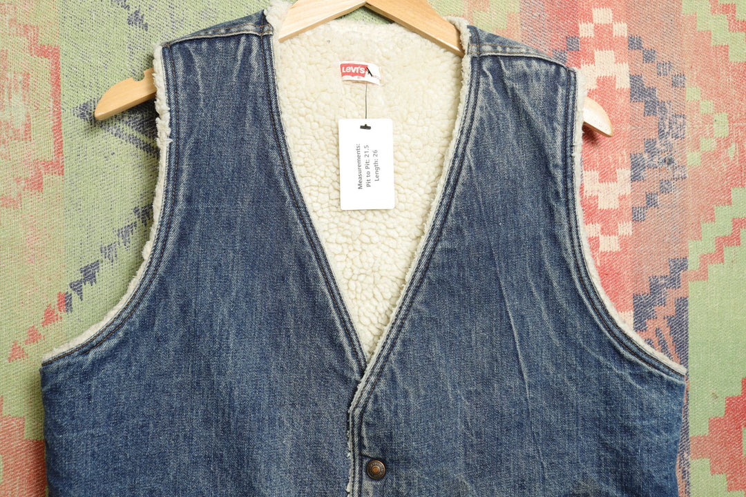 Levi's Orange Tab Vintage Sherpa Denim Vest Large 80s