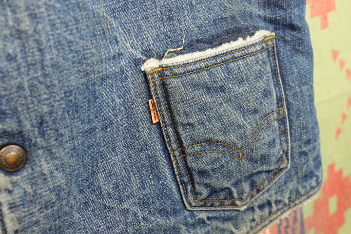 Levi's Orange Tab Vintage Sherpa Denim Vest Large 80s