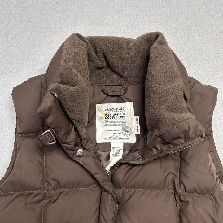 Eddie Bauer Premium Goose Down Puffer Vest Brown Quilted Women’s Size Medium