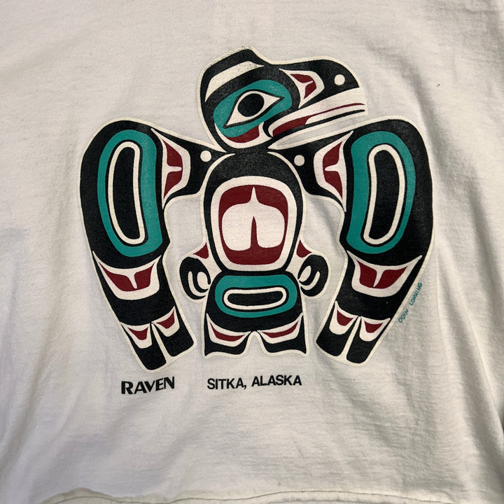 Vintage Sitka Alaska Native Art Cropped T Shirt Size Large