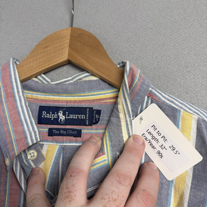 Vintage Polo Ralph Lauren Big Shirt Striped Button Down Shirt Size XL