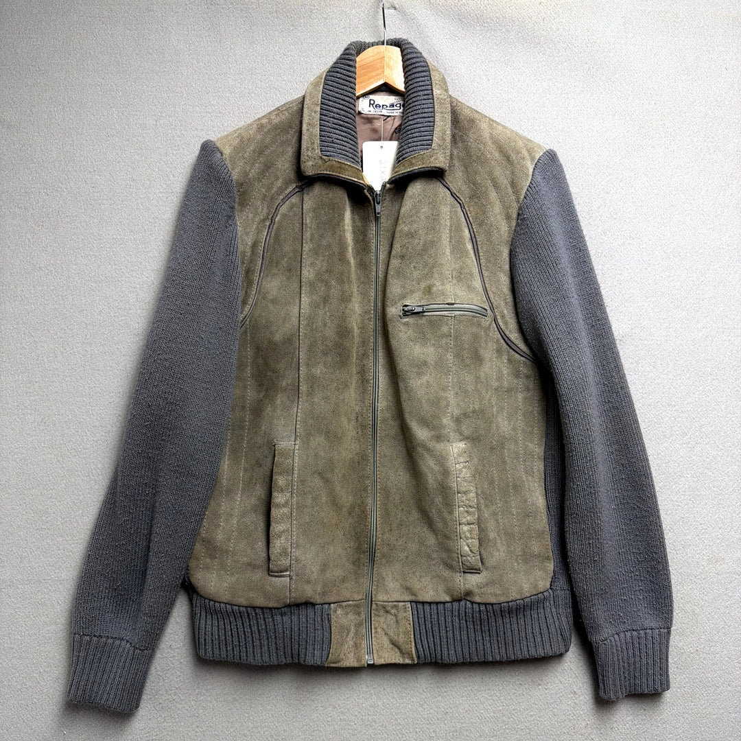 Vintage Suede Panel Gray Jacket Size Medium