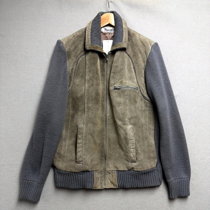 Vintage Suede Panel Gray Jacket Size Medium