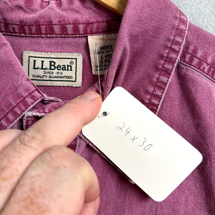 Vintage LL Bean Burgundy Button Down Shirt size Large