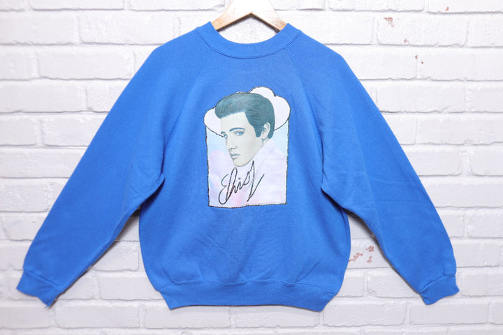 Elvis Presley Vintage Iron On Graphic Sweatshirt 80s Medium