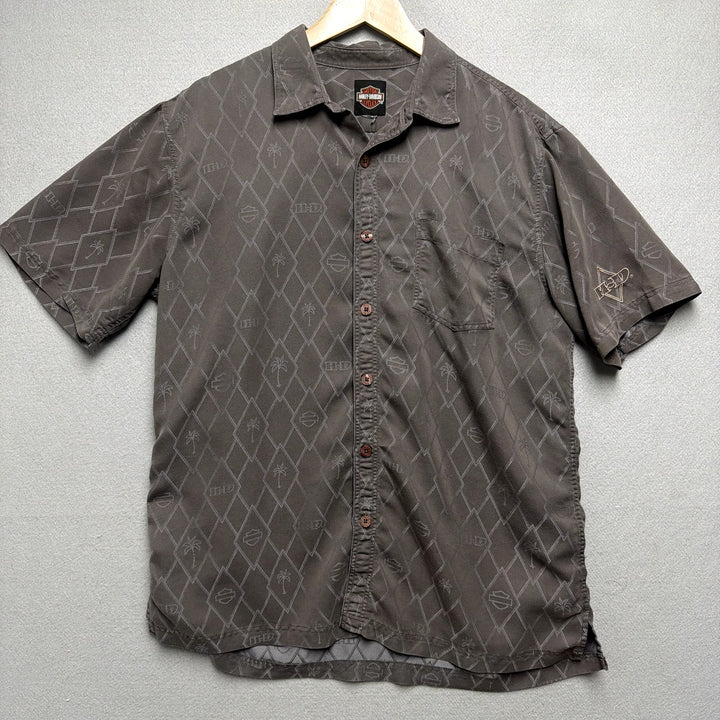 Vintage Harley Davidson Palm Tree Gray Shirt Size Large