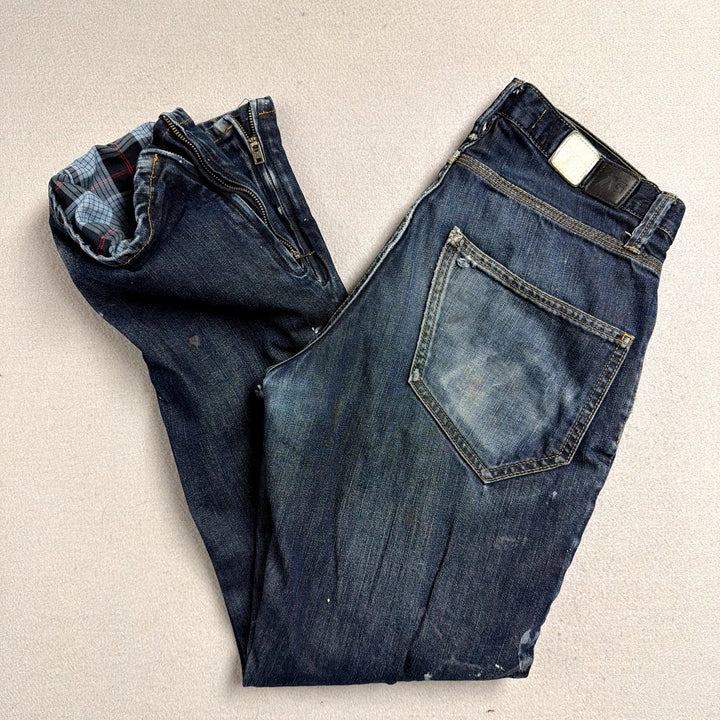Analog Flannel Lined Paint Splatter Jeans Size 30
