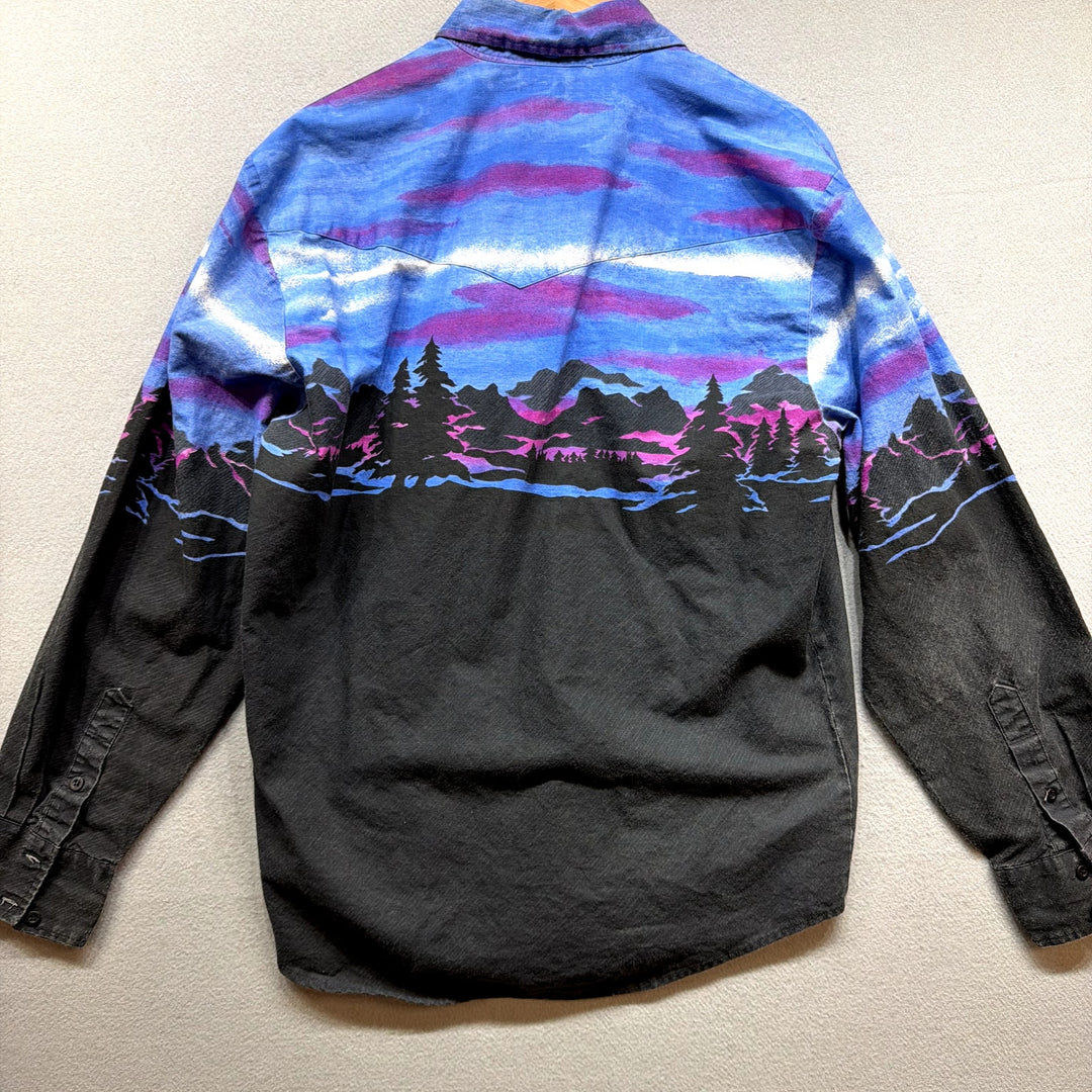 Vintage Mountain Scene Western Shirt Size Medium