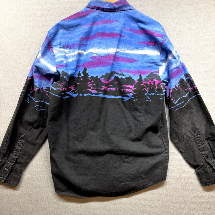 Vintage Mountain Scene Western Shirt Size Medium
