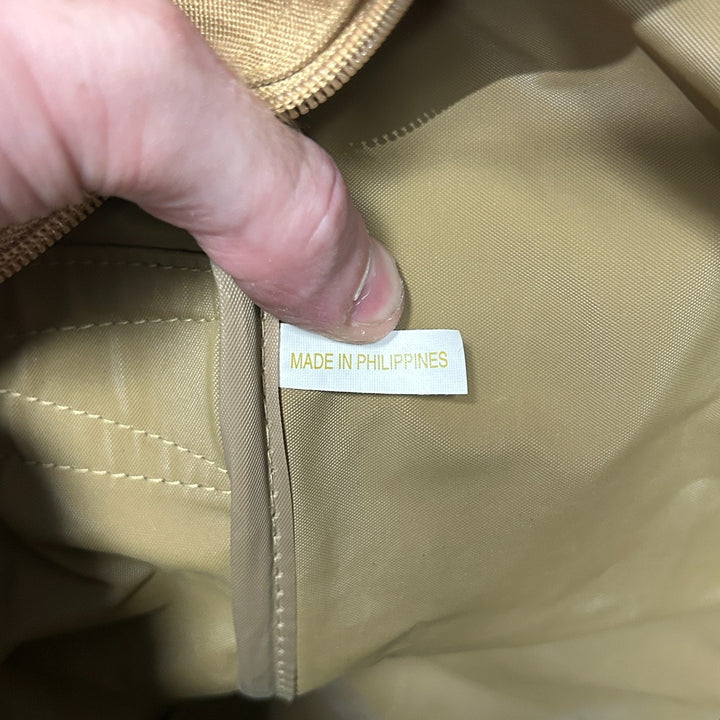 Ralph Lauren Duffle Bag Vintage Tan Canvas and Leather Travel Weekender Bag