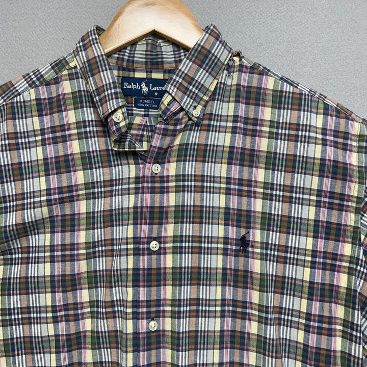 Vintage Polo Ralph lauren Plaid Button Down Shirt Size Medium