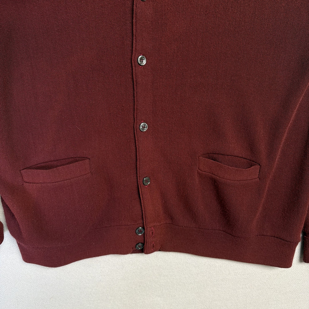 Vintage Par Four Burgundy Cardigan Sweater Size XXL