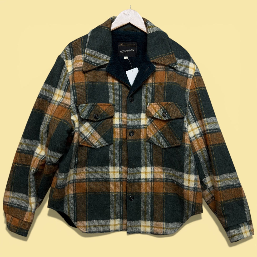 Vintage 70s JCPenney Plaid Shirt Jacket Size Large