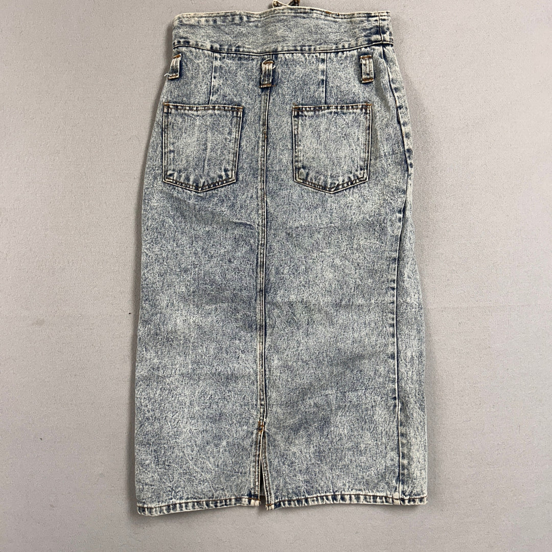 Vintage Gitano Acid Wash Denim Skirt Size 14