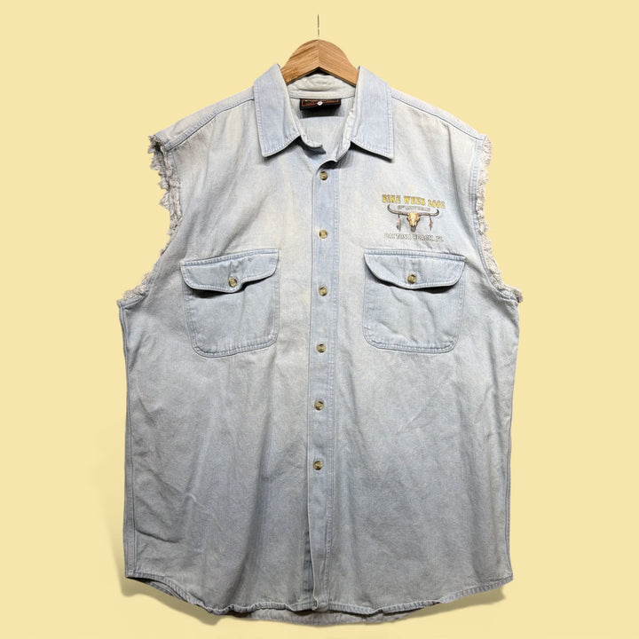 Vintage Daytona Bike Week 2000s Sleeveless Button Down Shirt Size XL