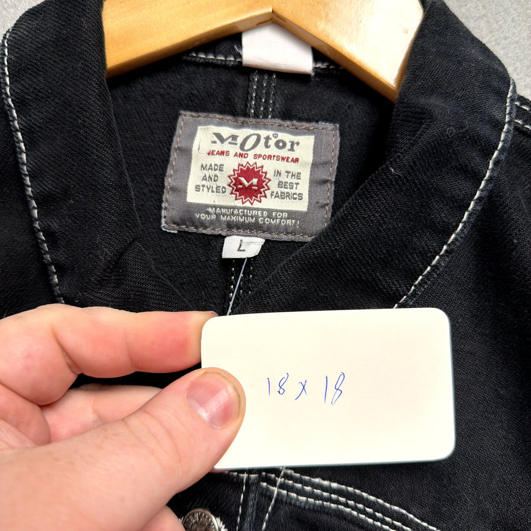 Vintage Women's Black Denim Vest Size Large