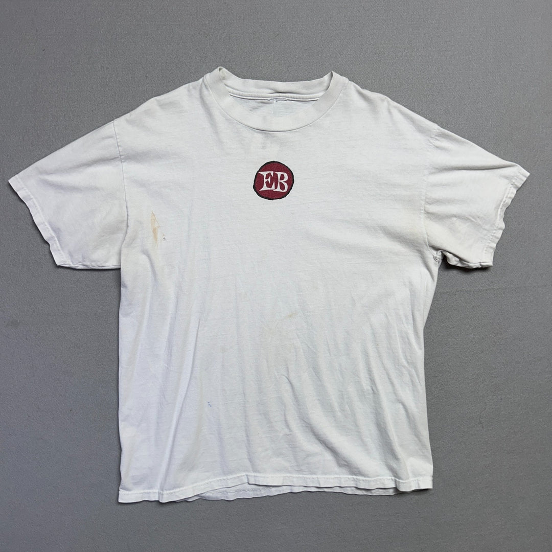 Vintage 90s Ernie Ball "Can of Whoop-Ass" Guitar Strings White T Shirt Size L