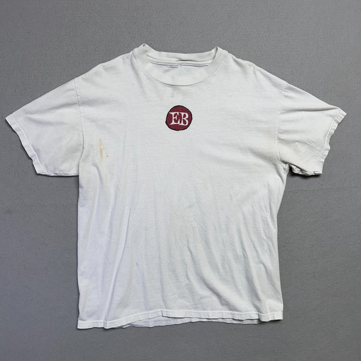 Vintage 90s Ernie Ball "Can of Whoop-Ass" Guitar Strings White T Shirt Size L