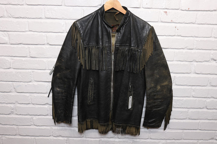 60s schott cafe racer western fringe biker jacket size small