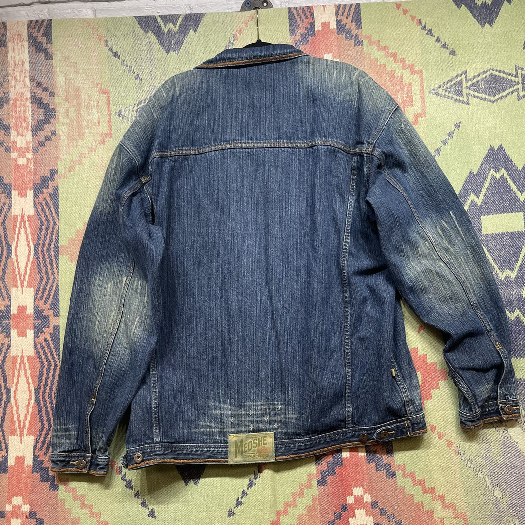 Vintage Y2K Meoshe Embroidered Denim Jacket Size XXXL