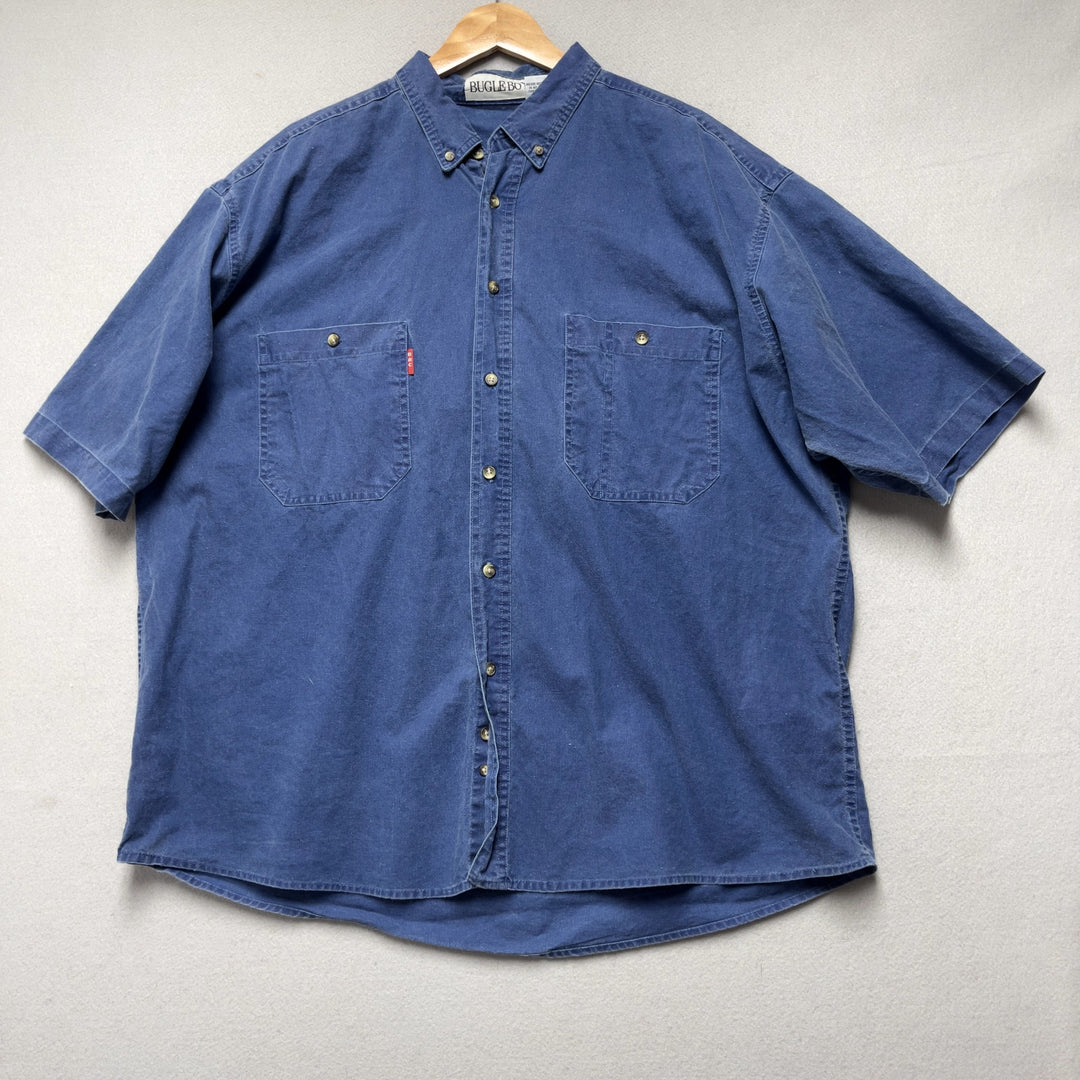 90's Men's Bugle Boy Blue Chambre Denim Top Size XL
