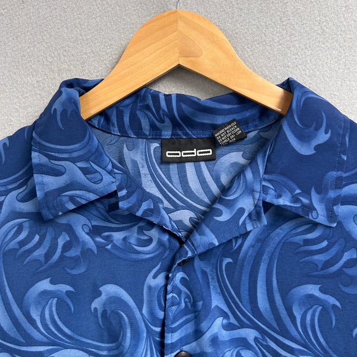 Vintage Japanese Kanji Polyester  Y2K Shirt Size Large