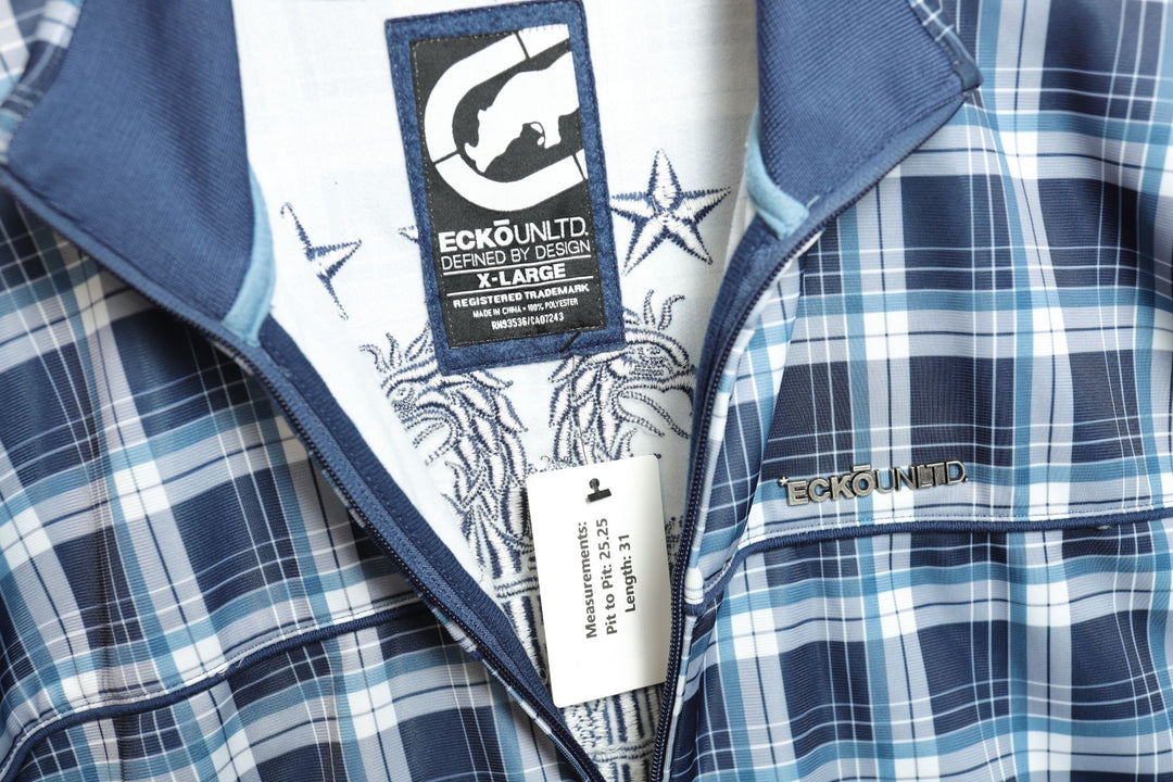 Ecko Unltd Vintage Plaid Track Jacket XL Y2K 2000s
