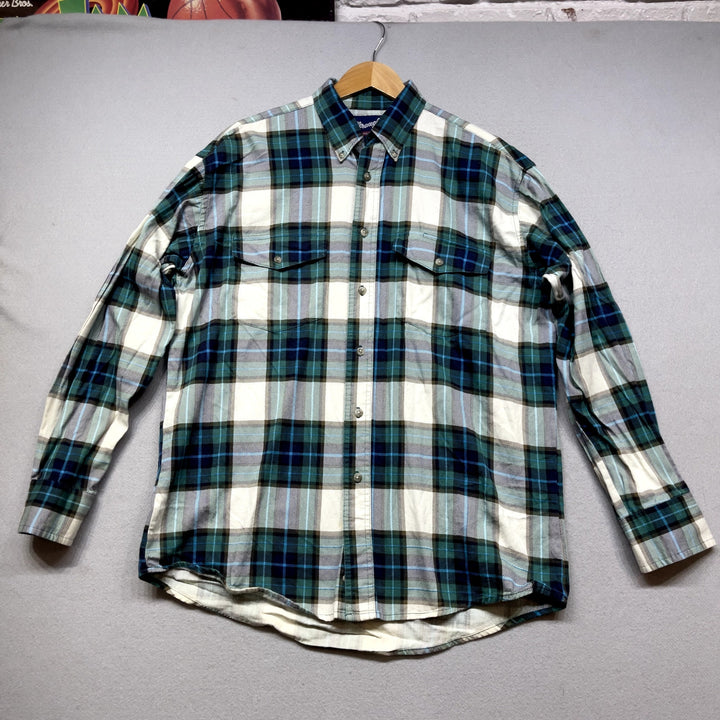 Vintage Wrangler Plaid Button Down Shirt size Large