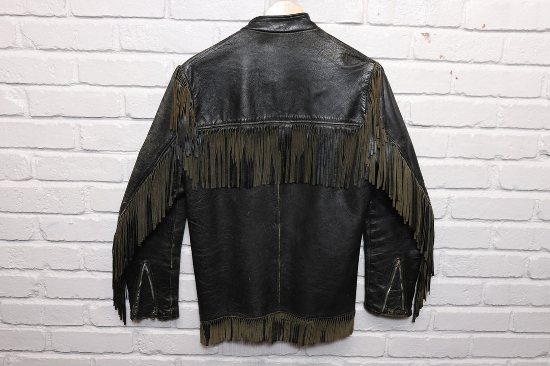 60s schott cafe racer western fringe biker jacket size small