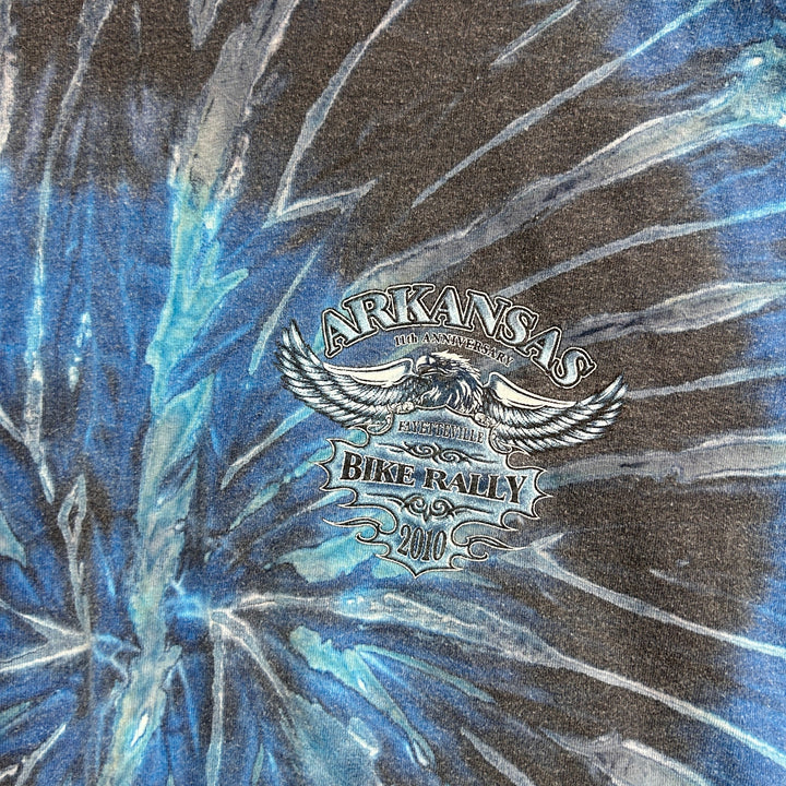 Vintage Arkansas Bike Rally Blue Tie Dye T Shirt Size XXL