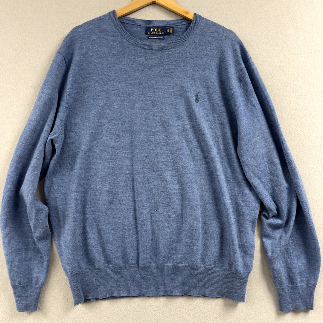 Men's Polo Ralph Lauren Blue Merino Wool Sweater Size XL